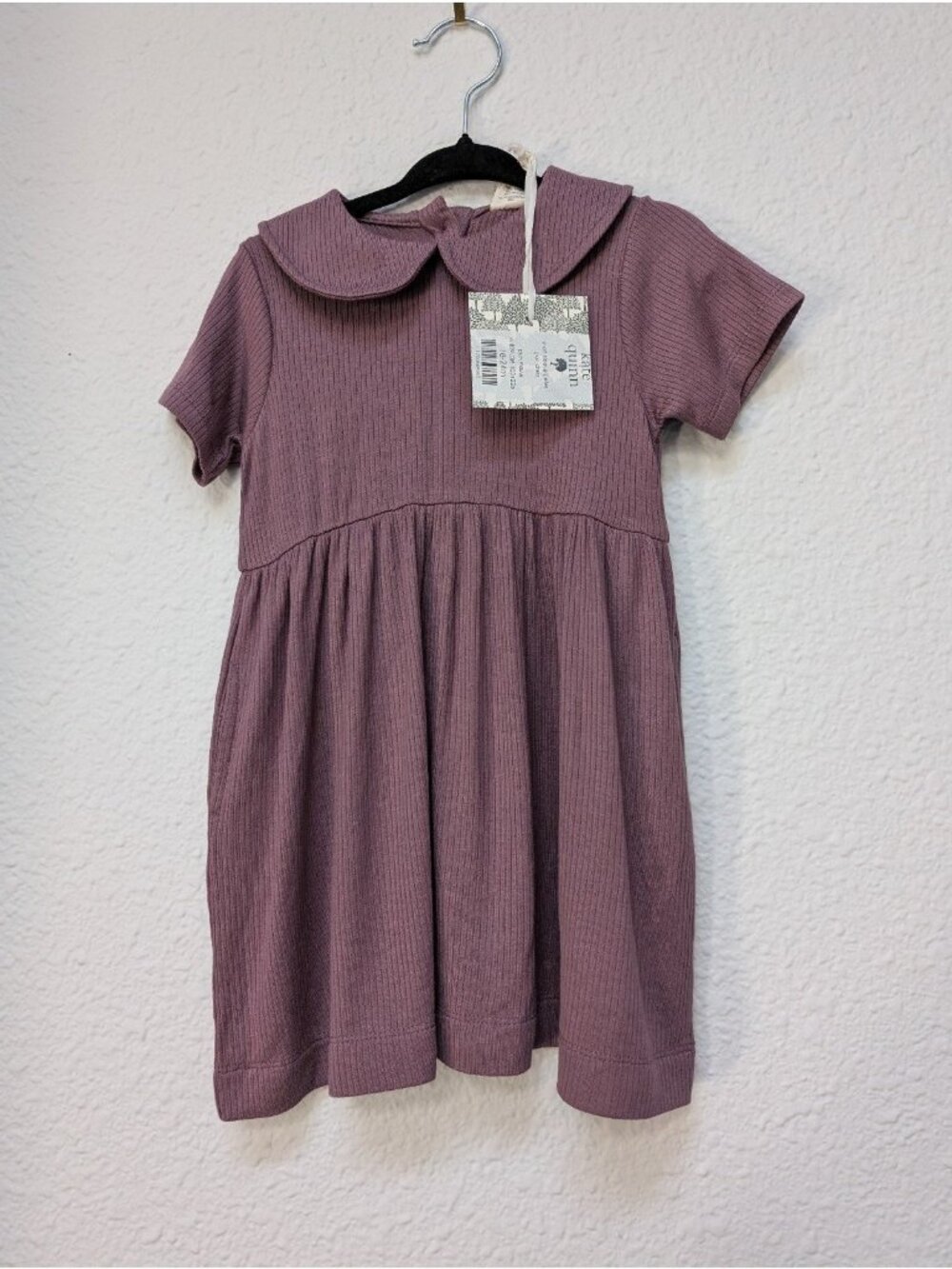 Kate Quinn Modal Rib Peter Pan Collar Dress 18-24 Plum Mauve Harvest Fall Purple